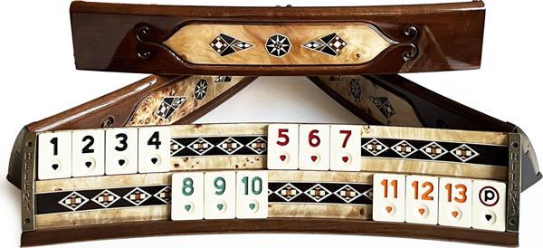 Helena Wood Art Mozaikli Oval Masif Okey Takımı Mazel - Image 1