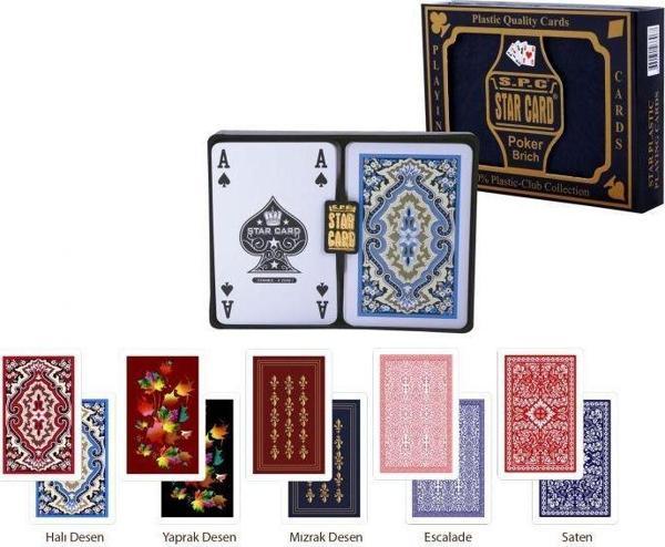 Star A/30 Plastik Desenli İskambil Oyun Kağıdı Takımı 2'li A-K-Q-J - Image 1