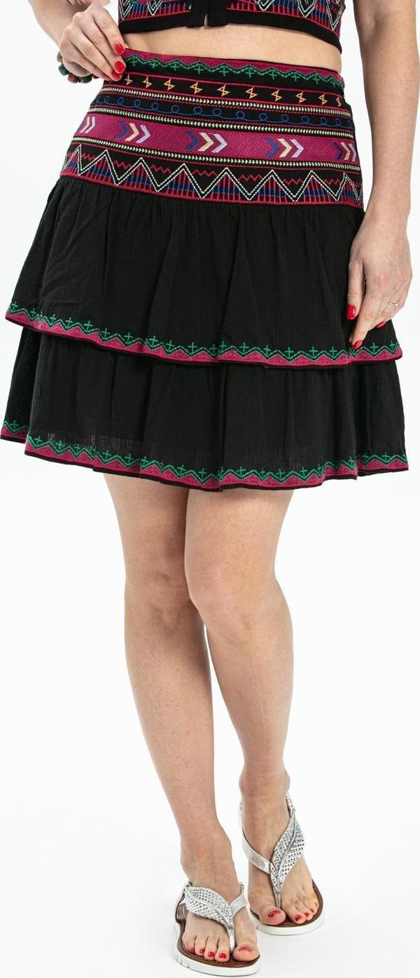 Şile Bezi Latin Mini Yazlık Etek Siyah Syh - Image 1