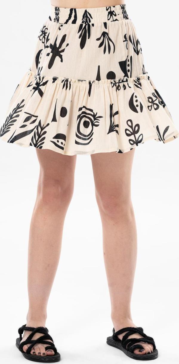 Akyaka Şile Bezi Fırfırlı Kısa Yazlık Otantik Etek Krem Krm - Image 1