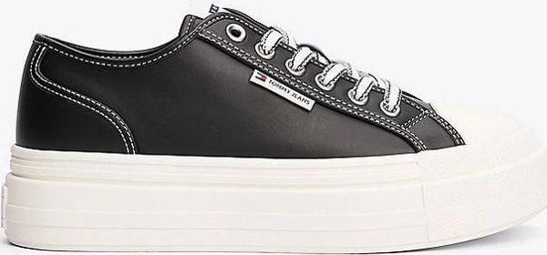 Tommy Hilfiger Erkek Deri Kontrast Dikişli Platform Sneaker - Image 1
