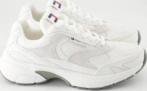 Tommy Hilfiger Kadın Bej Örgü Panel Sneaker - Image 1