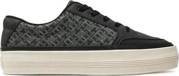 Tommy Hilfiger Kadın Siyah Vulc Deri Monogram  Sneaker - Image 1