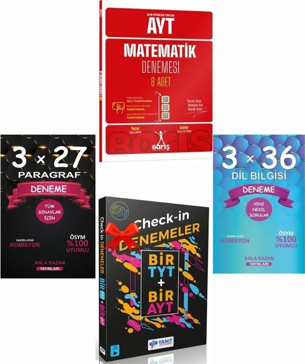 Anla Kazan Deneme + Barış AYT Matematik Deneme + Yanıt 1 TYT 1 AYT Deneme 4 lü Seti - Anla Kazan Yayınları - Image 1