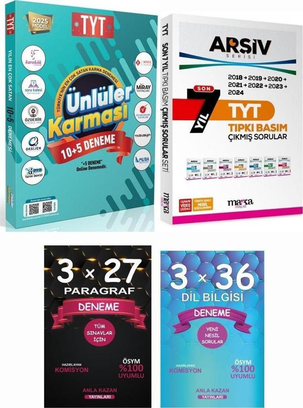 Ünlüler Karması 2025 TYT 10+5 Deneme + Marka TYT Son 7 Yıl Çıkmış Sorular + Anla Kazan Denemeleri - Ünlüler Karması Yayınları - Image 1