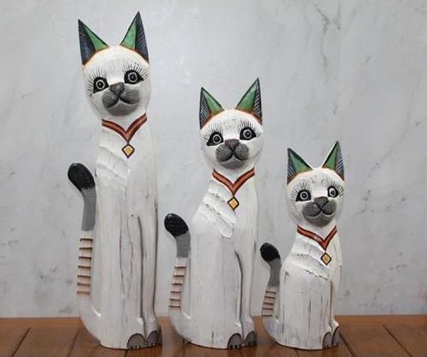 Ahşap 3'lü Kedi Seti 50 Cm - Image 1