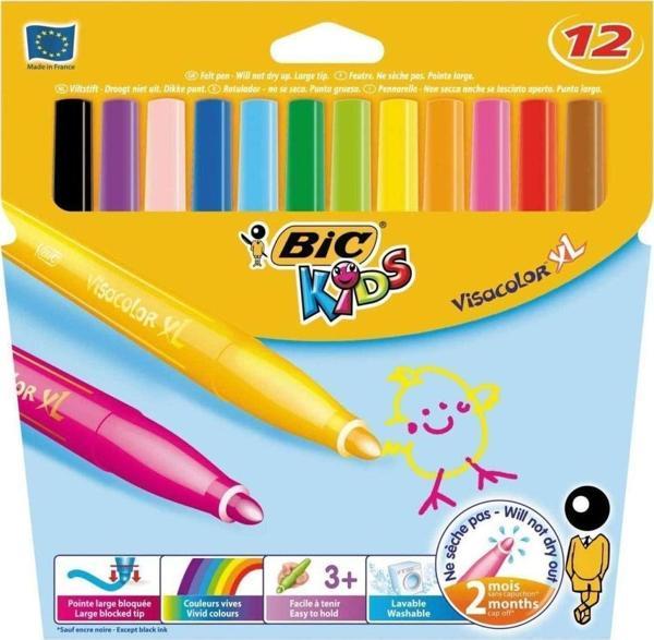 Bic Kids Visacolor XL Keçeli Boya Kalemi 12 Renk - Image 1