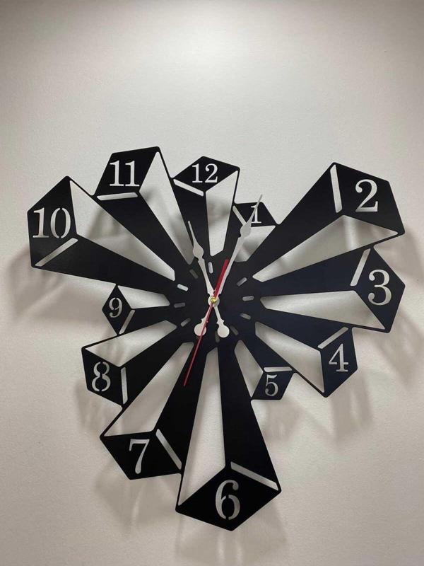 Nfsdızayn 3 Boyut Görünümlü Lazer Kesim Metal Duvar Saati 47,5X47 Cm - Image 1
