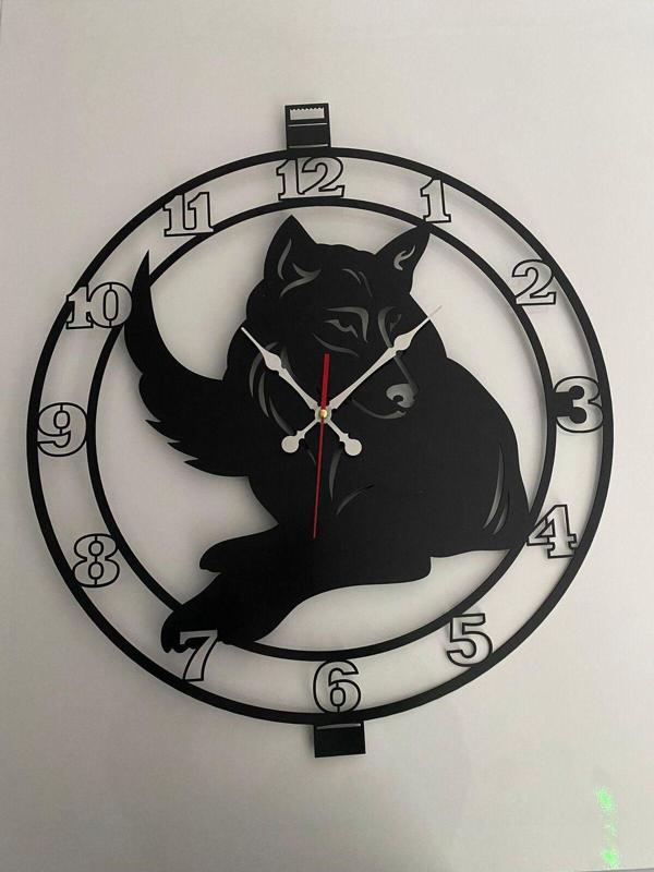 Nfsdızayn Kurt Temalı Lazer Kesim Dekoratif Metal Duvar Saati 53 X 61 Cm - Image 1