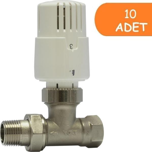 10 Adet ECA TRV4 Termostatik Düz Radyatör Valfi Petek Vanası 602120756 - Image 1