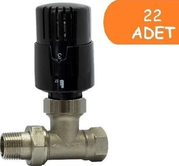 10 Adet ECA TRV4 Termostatik Düz Radyatör Valfi Petek Vanası Siyah 802120117 - Image 1