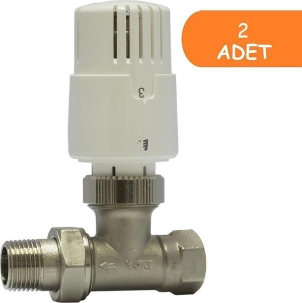 2 Adet ECA TRV4 Termostatik Düz Radyatör Valfi Petek Vanası 602120756 - Image 1