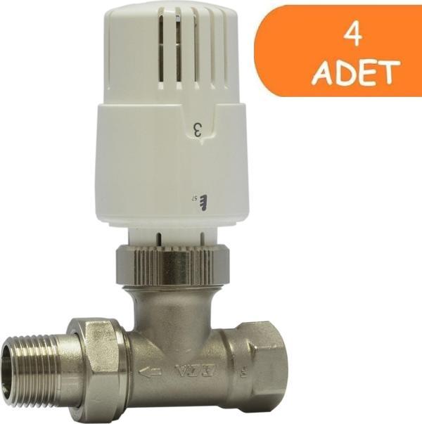 4 Adet ECA TRV4 Termostatik Düz Radyatör Valfi Petek Vanası 602120756 - Image 1