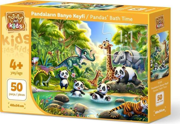 Art Puzzle Art Çocuk Pandaların Banyo Keyfi 50 Parça Puzzle - Image 1