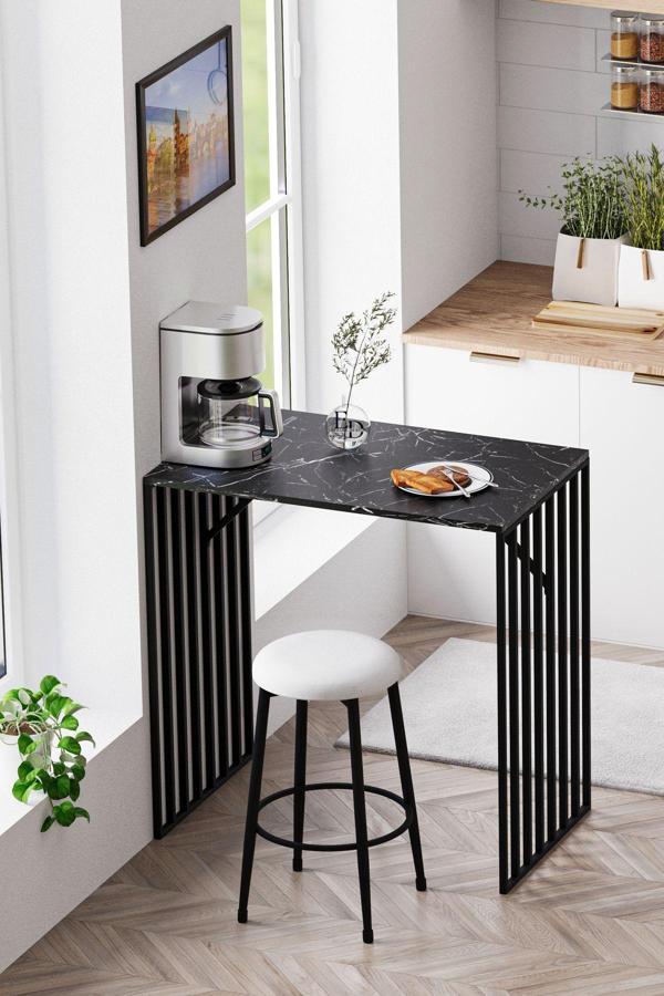 ED Efelez Design Prag Bar Taburesi - Mutfak Taburesi- Balkon- Bahçe Taburesi- Sandalyesi Krem Kumaş - Image 1