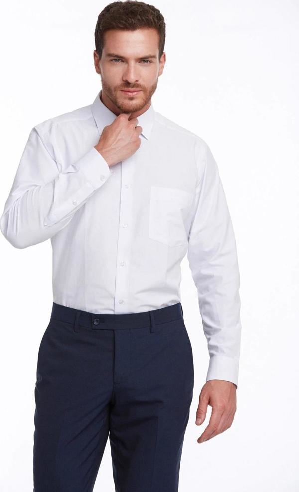 Dormen Classics Erkek Kolay Ütülenebilir Regular Fit Geniş Kesim Klasik Yaka Cepli Gömlek - Image 1