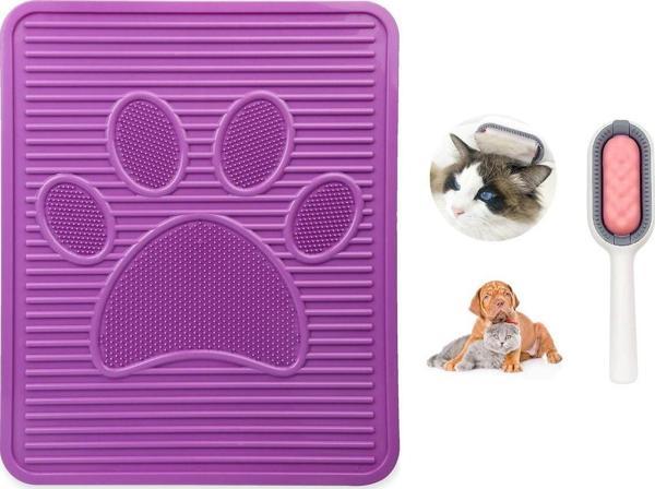 Mubx Kedi Paspası + Kedi Fırçası Lüx Set Tuvalet Önü Paspası 42X51Cm - Image 1