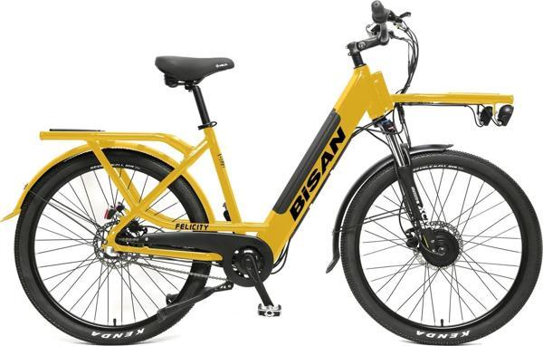 Bisan Felicity HD Fren 7 Vites 27,5 Jant Elektrikli Şehir Bisikleti Cat Sarı Siyah 50 Kadro - Image 1