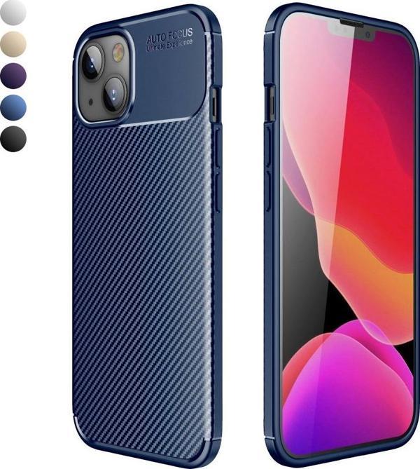 iPhone 13 Kılıf Focus Carbon Desen Silikon Arka Kapak - Image 1