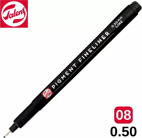 Talens Pigment Fineliner Teknik Çizim Kalemi Siyah 08 (0.50mm) / - Image 1