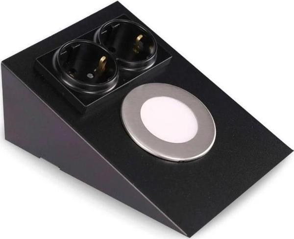 Mutfak Aydınlatma Tezgah Altı Led Prizli Led Aydınlatma Armatür Siyah Metal - Image 1
