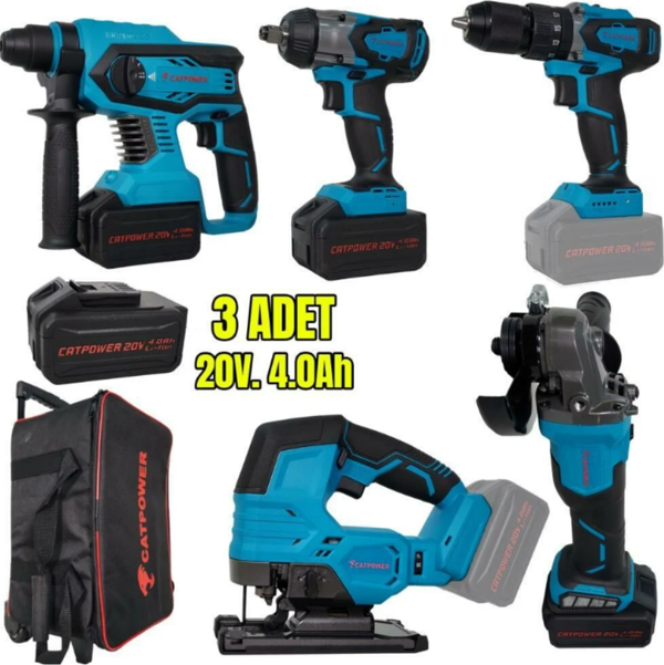 Catpower 4150 Akülü 5'li Alet Seti (Kömürsüz Motor) 3 Adet 4 Ah Akü - Image 1