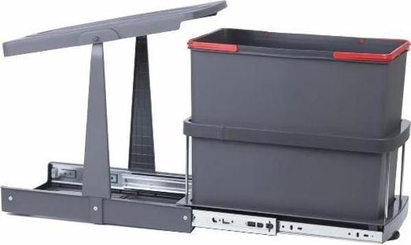 ÇÖP KOVASI 24LT ANTRASİT TELESKOPİK RAYLI  - Image 1