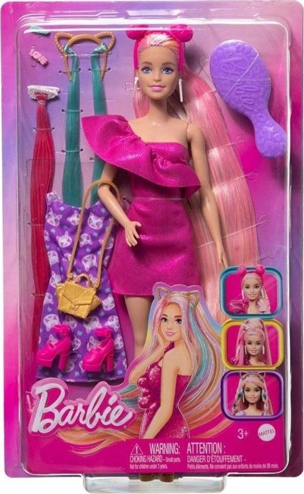 Jdc85 Barbie Upuzun Muhteşem Saçlı Bebekler Pembe Saçlı Bebek - Image 1