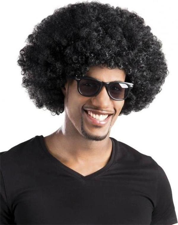 Siyah Renk Kıvırcık Afro Bonus Peruk Parti Peruğu - Image 1