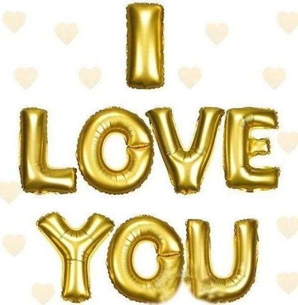I Love You Folyo Balon Altın Renk 35 Cm - Image 1