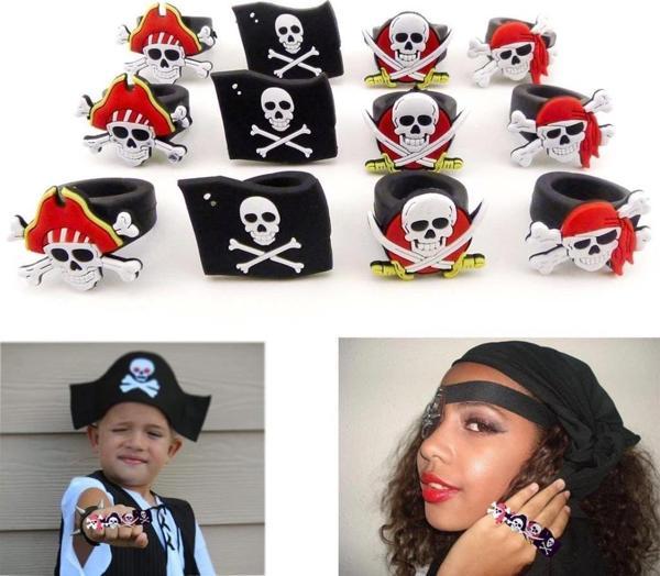 Kırmızı Renk Şapkalı Çocuk Uyumlu Plastik Korsan Yüzüğü - Image 1