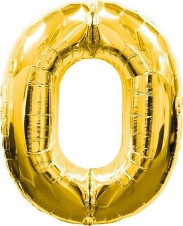 0 Rakamlı Folyo Balon Gold Renk  40 Inç - Image 1