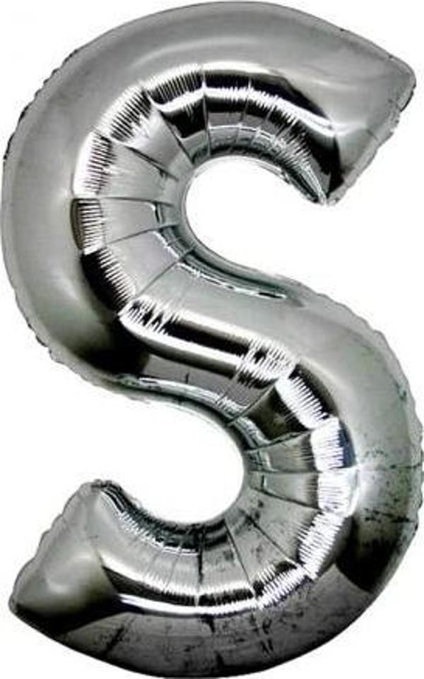S Harf Folyo Balon Gümüş Renk  40 Inç - Image 1