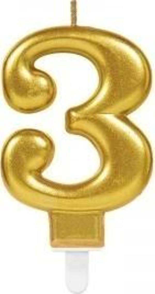 3 Rakam Mum Gold Renk - Image 1