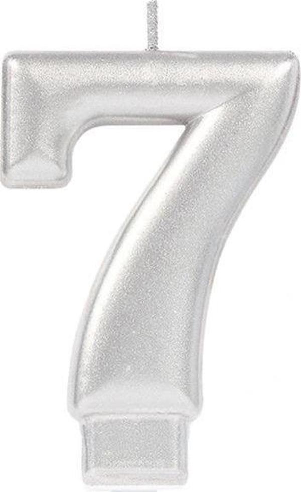 7 Rakam Mum Gümüş Renk - Image 1