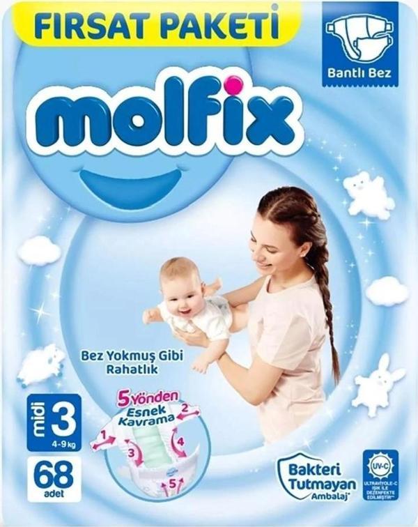 Nessiworld Molfix Bebek Bezi Fırsat Paketi 3 Beden 4-9 Kg 68 Adet - Image 1