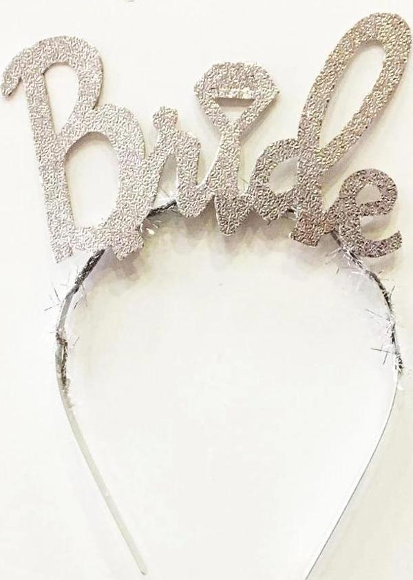 Gümüş Renk Bekarlığa Veda İTalik Yazı Alyanslı Bride Taç - Image 1