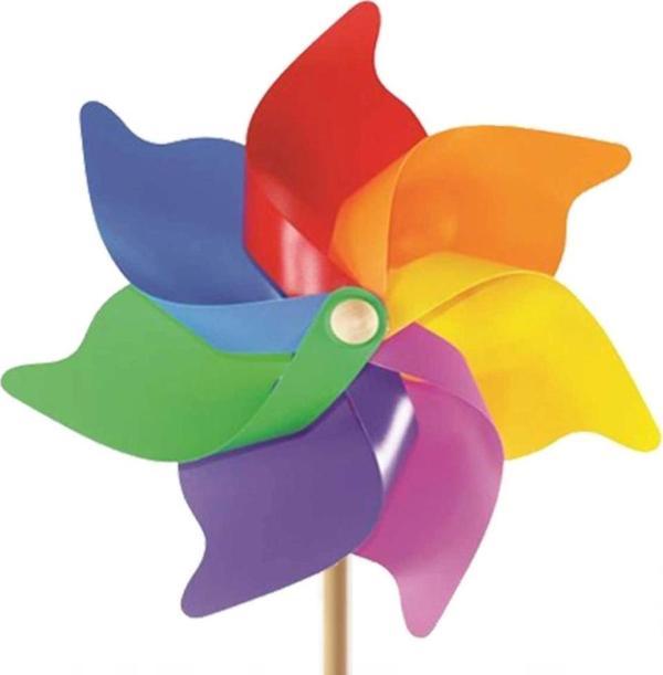 7 Kanat 35 Cm Gök Kuşağı Rüzgar Gülü - Image 1