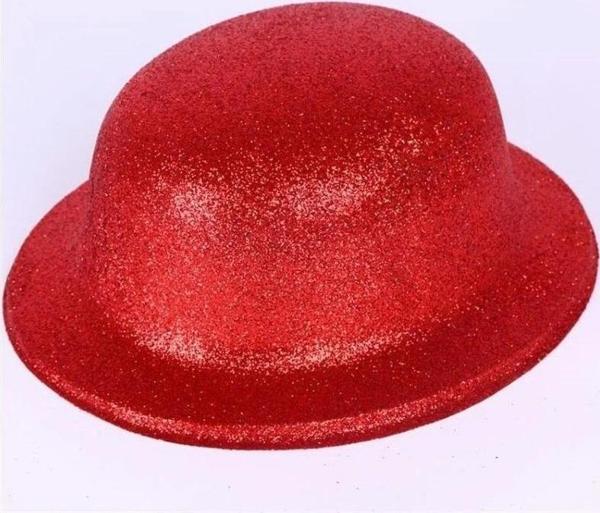 Kırmızı Renk Yuvarlak Simli Plastik Parti Şapkası - Image 1