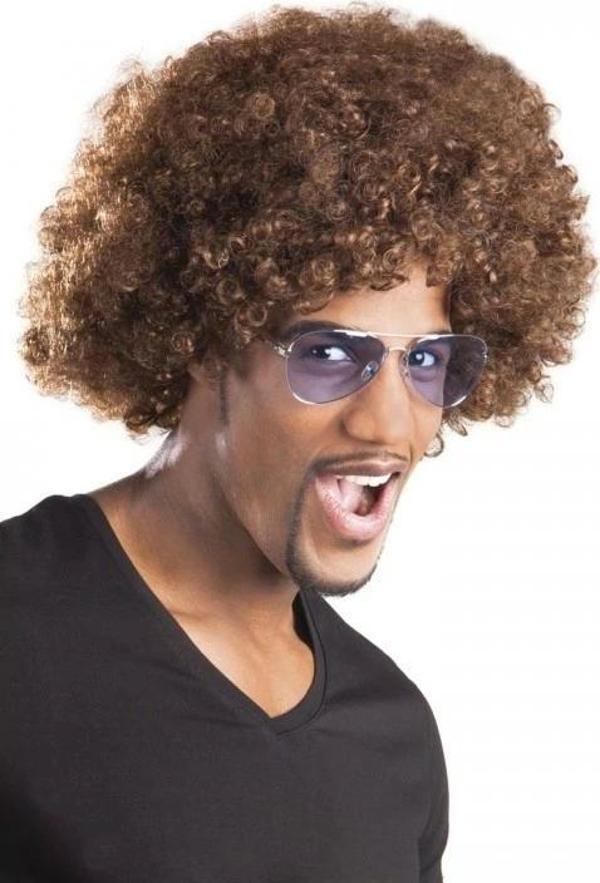Kahve Renk Kıvırcık Afro Bonus Peruk - Image 1