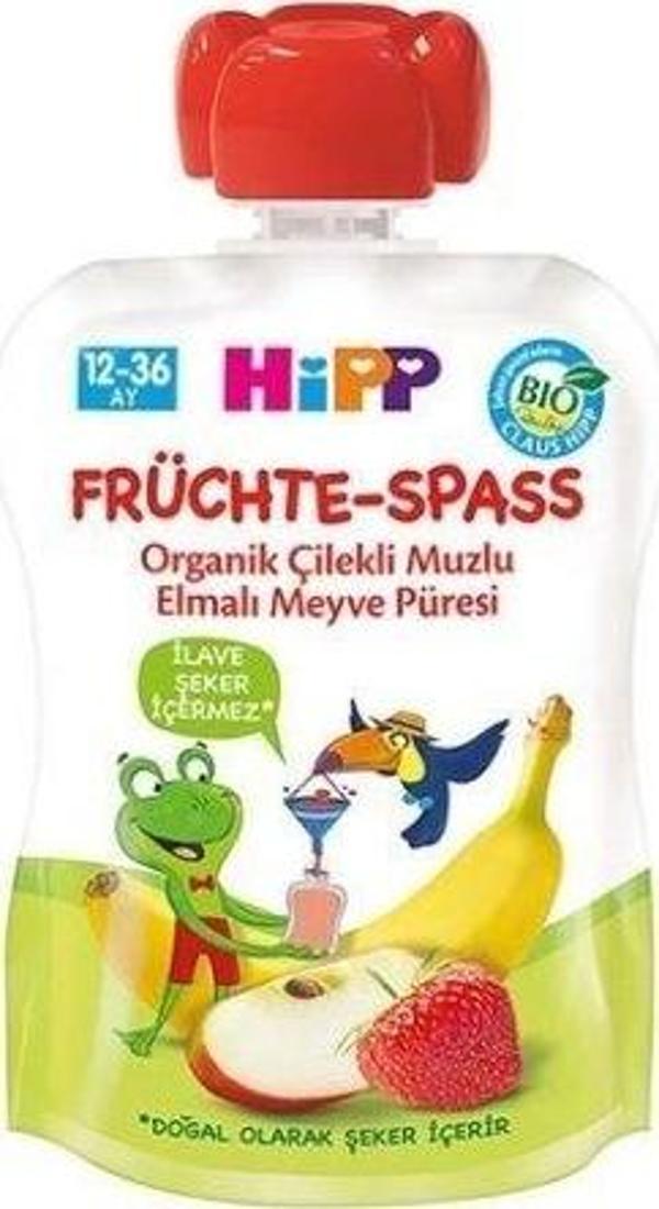 Nessiworld  p Organik Çilekli Muzlu Elmalı Meyve Püresi 100 Gr - Image 1