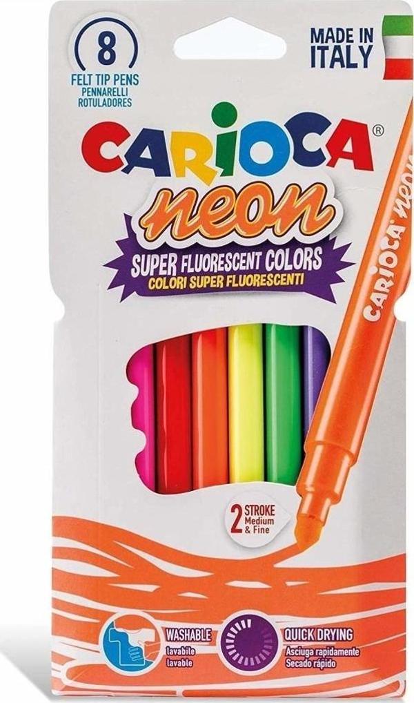 Nessiworld Carioca Fosforlu Yıkanabilir Keçeli Boya Kalemi 8'Li - Image 1