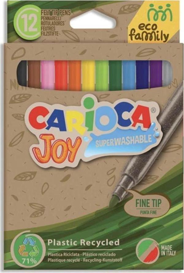 Nessiworld Carioca Eco Family Joy Süper Yıkanabilir Keçeli Boya Kalemi 12'Li - Image 1