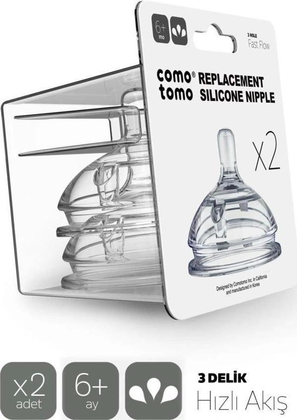Comotomo Silikon 2'Li Biberon Emziği Hızlı Akış 6+ Ay - Image 1