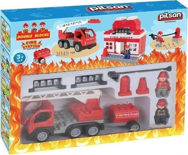 03 610 Double Blocks İTfaiye Seti -Pilsan Oyuncak - Image 1