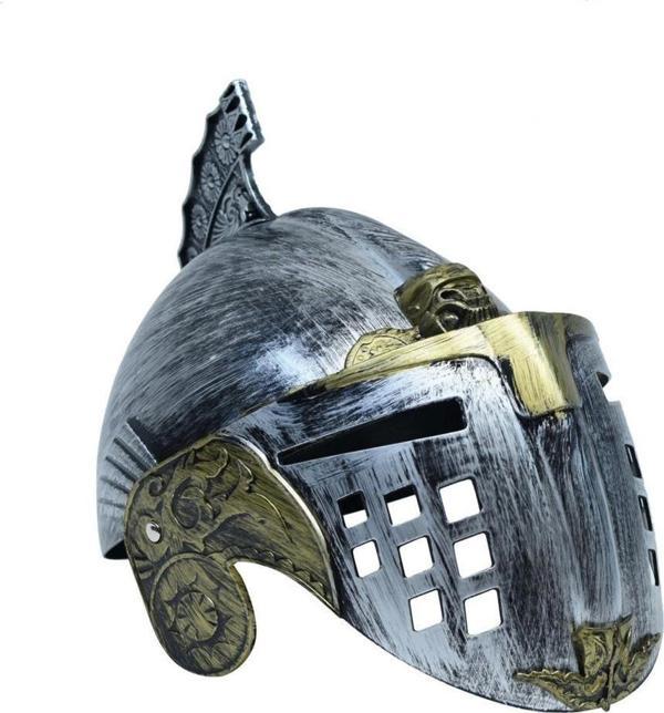 Gümüş Üzeri Altın Renk Oynar Başlıklı Romalı Bizans Kaskı Miğferi 25X20 Cm - Image 1