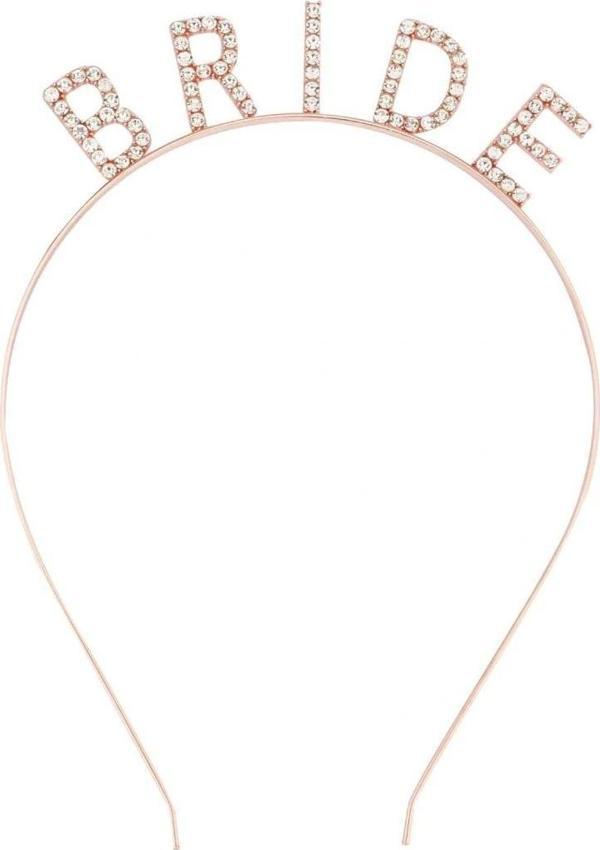 Rose Gold Renk Bekarlığa Veda Kristal Taş Bride Tacı İThal 16X10 Cm - Image 1