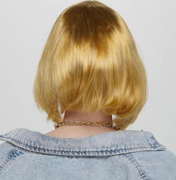 Altın Renk Düz Kesim Küt Parti Peruğu Kısa Takma Saç - Image 1