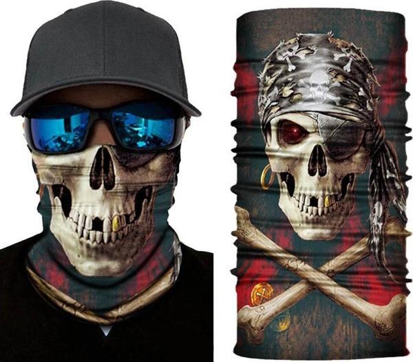 Siyah Renk Üzeri Likralı Korsan Kafatası Baskılı Baf Buff Bandana 30X48 Cm - Image 1