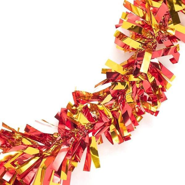 Kırmızı Altın Renk 6 Cm Genişlik Garland Çift Renk Sim Süs 180 Cm - Image 1